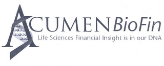 ACUMEN BIOFIN LIFE SCIENCES FINANCIAL INSIGHT IS IN OUR DNA logo