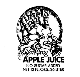 ADAMS APPLE SPARKLING APPLE JUICE NO SUGAR ADDED NET 12 FL. OZS. .36 LITER