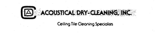 ADC ACOUSTICAL DRY-CLEANING, INC. CEILING TILE CLEANING SPECIALISTS logo