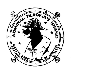ADMIRAL BLACKIE'S BRAND MARINE SAFETY SEAL OF AMERICA logo