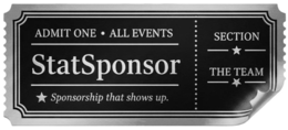 ADMIT ONE · ALL EVENTS STATSPONSOR SPONSORSHIP THAT SHOWS UP. SECTION THE TEAM logo