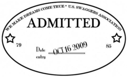 ADMITTED WE MAKE DREAMS COME TRUE * U.S. SWAGGERS ASSOCIATION 79 85 DATE ENTRY OCT 16 2009 logo