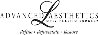 ADVANCED AESTHETICS LOPEZ PLASTIC SURGERY REFINE REJUVENATE RESTORE logo