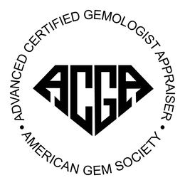 ADVANCED CERTIFIED GEMOLOGIST APPRAISER · AMERICAN GEM SOCIETY · ACGA