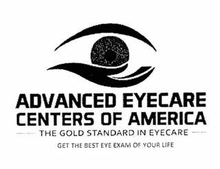 ADVANCED EYECARE CENTERS OF AMERICA THE GOLD STANDARD IN EYECARE GET THE BEST EYE EXAM OF YOUR LIFE logo