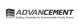 ADVANCEMENT BUILDING A FOUNDATION FOR ENVIRONMENTALLY FRIENDLY CEMENT logo