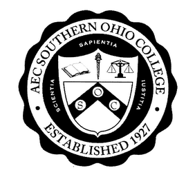 AEC SOUTHERN OHIO COLLEGE ESTABLISHED 1927 SOC SAPIENTIA SCIENTIA IUSTITIA logo