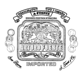 AF ARTURO FUENTE IMPORTED TABACALERA A-FUENTE Y COMPANIA GRAN MARCA REGISTRADA INTERNACIONAL GRAN RESERVA A. FUENTE Y CIA. ESTABLECIDA EN 1912 logo