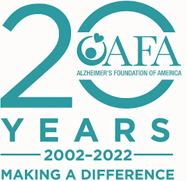 AFA ALZHEIMER'S FOUNDATION OF AMERICA 20 YEARS 2002-2022 MAKING A DIFFERENCE logo