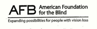 AFB AMERICAN FOUNDATION FOR THE BLIND EXPANDING POSSIBILITIES FOR PEOPLE WITH VISION LOSS logo