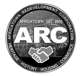 AFRICATOWN EST. 1865 ARC AFRICATOWN REDEVELOPMENT CORPORATION HERITAGE · HISTORY · HOUSING · COMMERCE logo