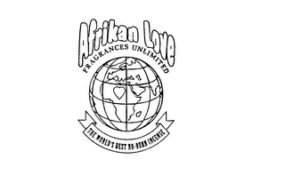 AFRIKAN LOVE FRAGRANCES UNLIMITED THE WORLD'S BEST NO-BURN INCENSE logo