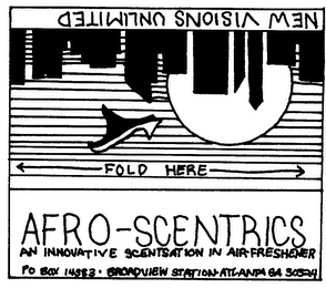 AFRO-SCENTRICS AN INNOVATIVE SCENTSATION IN AIR-FRESHNER NEW VISIONS UNLIMITED logo