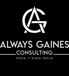AG ALWAYS GAINES CONSULTING MAKE IT MAKE SENSE logo