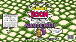 AGAVE BOOM MARGARITA WINE COCKTAIL PASSION FRUIT AGAVE WINE WITH NATURAL FLAVORS A PERFECT BALANCE OF SWEET AND TANGY, WITH PASSION FRUIT PUREE ADDING A TROPICAL, FRUITY TWIST. logo