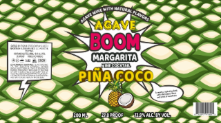 AGAVE BOOM MARGARITA WINE COCKTAIL PIÑA COCO AGAVE WINE WITH NATURAL FLAVORS A CREAMY, TROPICAL COCKTAIL WITH RICH COCONUT FLAVOR AND A HINT OF SWEETNESS logo