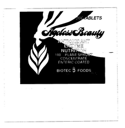 AGELESS BEAUTY ANTIOXIDANT ENZYME NUTRITION 100% PLANT SPROUT CONCENTRATE ENTERIC COATED BIOTEC FOODS NON-MEDICINAL FOOD SUPPLEMENT 200 TABLETS logo