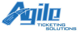 AGILE TICKETING SOLUTIONS ADMIT ONE ADMIT ONE ADMIT ONE logo