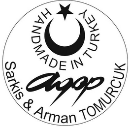 AGOP HANDMADE IN TURKEY SARKIS & ARMAN TOMURCUK logo