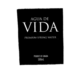 AGUA DE VIDA PREMIUM SPRING WATER PRODUCT OF CANADA 500ML logo