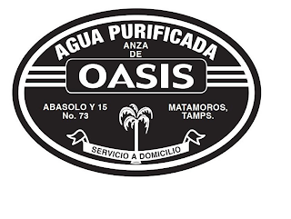 AGUA PURIFICADA ANZA DE OASIS ABASOLO Y15 NO. 73 MATAMOROS, TAMPS. SERVICIO A DOMICILIO logo