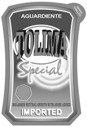 AGUARDIENTE TOLIMA SPECIAL IMPORTED MOLASSES NEUTRAL SPIRITS WITH ANISE ADDED SERVE CHILLED logo