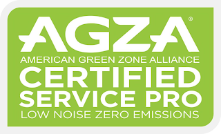 AGZA AMERICAN GREEN ZONE ALLIANCE CERTIFIED SERVICE PROLOW NOISE ZERO EMISSIONS
