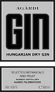AGÁRDI GIN HUNGARIAN DRY GIN SELECTED BOTANICALS AND FRUIT  AGÁRDI DISTILLERY AGÁRDI PÁLINKAFOZDE ALK: 43V/V E 500 ML logo