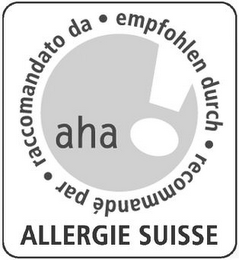 AHA RACCOMANDATO DA EMPFOHLEN DURCH RECOMMANDÉ PAR ALLERGIE SUISSE logo