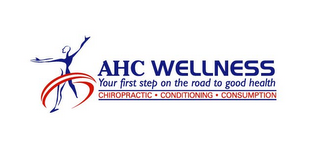 AHC WELLNESS YOUR FIRST STEP ON THE ROAD TO GOOD HEALTH CHIROPRACTIC · CONDITIONING · CONSUMPTION logo