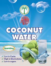 AHH COCONUT WATER SPARKLING LOW IN CARBS HIGH IN ELECTROLYTES LOW IN SUGARS logo