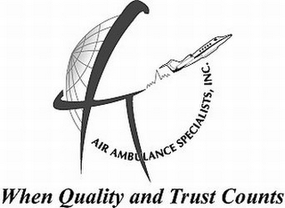 AIR AMBULANCE SPECIALISTS, INC. WHEN QUALITY AND TRUST COUNTS logo