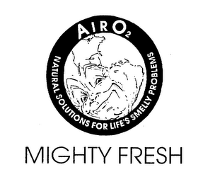 AIRO NATURAL SOLUTIONS FOR LIFE'S SMELLY PROBLEMS MIGHTY FRESH logo