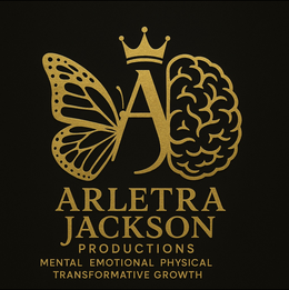 AJ ARLETRA JACKSON PRODUCTIONS MENTAL EMOTIONAL PHYSICAL TRANSFORMATIVE GROWTH logo