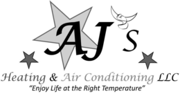 AJ'S HEATING & AIR CONDITIONING LLC "ENJOY LIFE AT THE RIGHT TEMPERATURE" logo