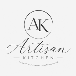 AK ARTISAN KITCHEN THOUGHTFULLY CRAFTED. BEAUTIFULLY MADE. logo