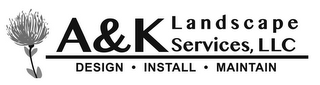 A&K LANDSCAPE SERVICES, LLC DESIGN · INSTALL · MAINTAIN logo