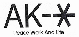 AK-* PEACE WORK AND LIFE logo