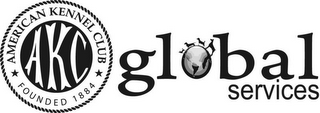 AKC AMERICAN KENNEL CLUB FOUNDED 1884 GLOBAL SERVICES logo