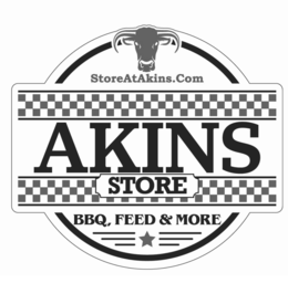 AKINS STOREATAKINS.COM BBQ, FEED & MORE STORE logo