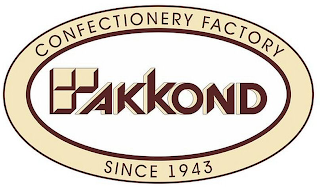 AKKOND CONFECTIONERY FACTORY SINCE 1943 logo