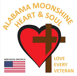 ALABAMA MOONSHINE HEART & SOUL LOVE EVERY VETERAN GOD BLESS AMERICA logo