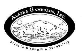 ALASKA GAMEBAGS, INC. FIRST IN STRENGTH& DURABILITY logo