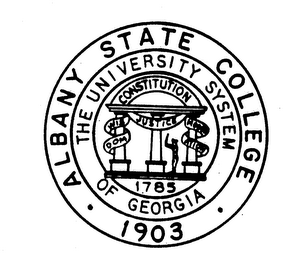 ALBANY STATE COLLEGE 1903 THE UNIVERSITY SYSTEM OF GEORGIA CONSTITUTION WISDOM JUSTICE MODERATION 1785 logo