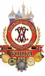 ALEXANDER VORODIN AV 19 VODKA 27 CELEBRATING 90 ANNIVERSARY HUNDRED PERCENT PREMIUM QUALITY PRODUCT logo