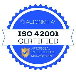 ALIGNMT AI. ISO 42001 CERTIFIED. ARTIFICIAL INTELLIGENCE MANAGEMENT. logo