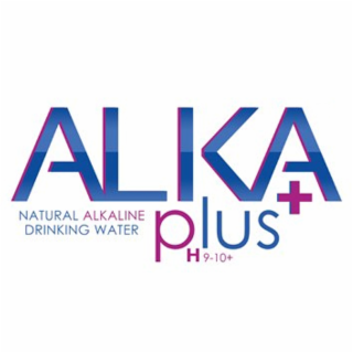 ALKA PLUS+ PH 9–10+ NATURAL ALKALINE DRINKING WATER logo