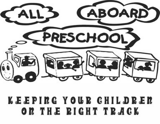 ALL ABOARD PRESCHOOL KEEPING YOUR CHILDREN ON THE RIGHT TRACK logo