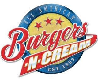 ALL AMERICAN BURGERS -N- CREAM EST. 1999 logo