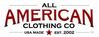 ALL AMERICAN CLOTHING CO USA MADE EST. 2002 logo